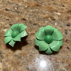 Lime green medal earrings